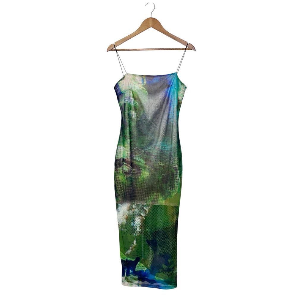 Rare London Maxi Dress Mesh Abstract Multi Size 6